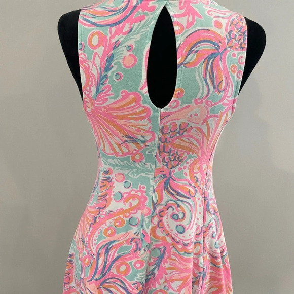 LILLY PULITZER Felicity Too Much Bubbly Print French Terry Fit Flare Dress sz XS - Picture 7 of 9